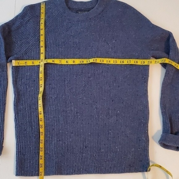 ABERCROMBIE & FITCH WOOL TEXTURED CREW NECK SWEATER MEN'S MEDIUM HEATHERED BLUE - Picture 10 of 10